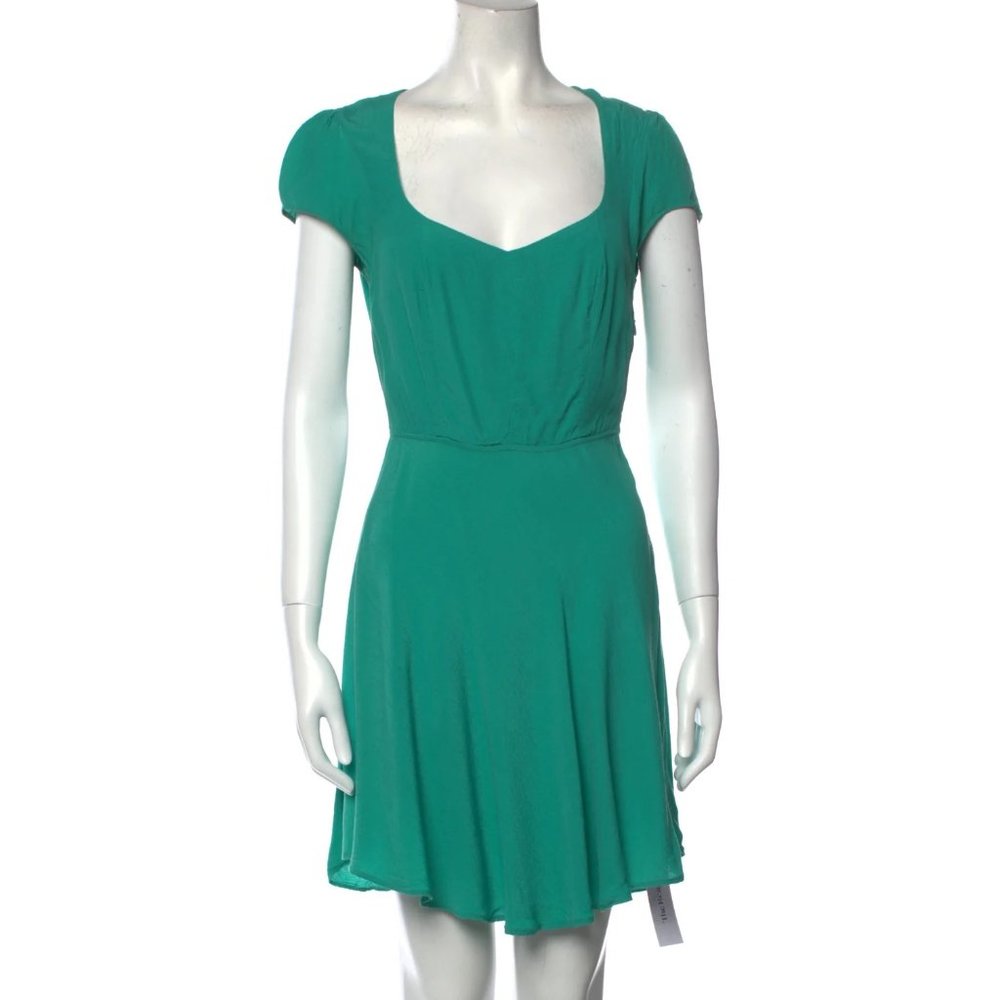 Vintage Reformation emerald green open back skater dress 4